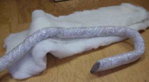 Wool roving (tube style) on top of batt